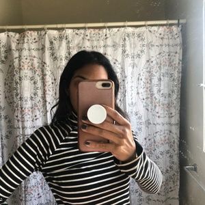 Long Sleeve Black and White Striped Shirt